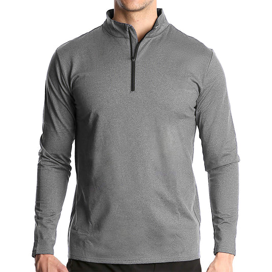 Men's Solid Color Half-Zip T-Shirt Sky Blue