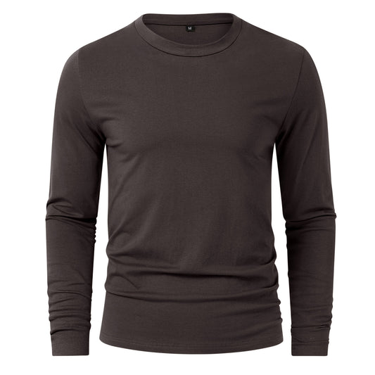 Men's Solid Color Round Neck Long Sleeve T-Shirt Dark Gray