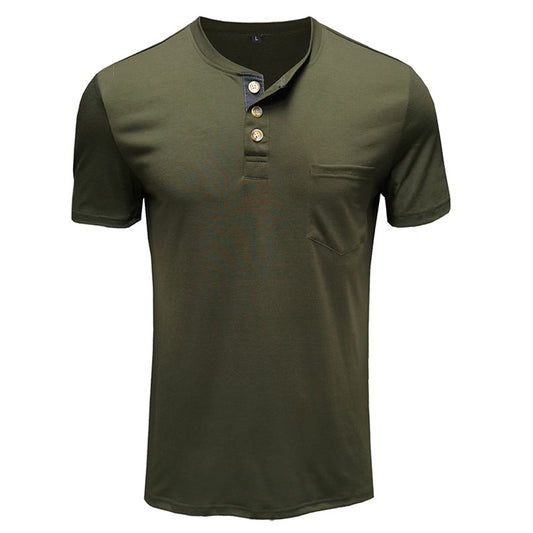 Men's Solid Color Half-Zip T-Shirt Green