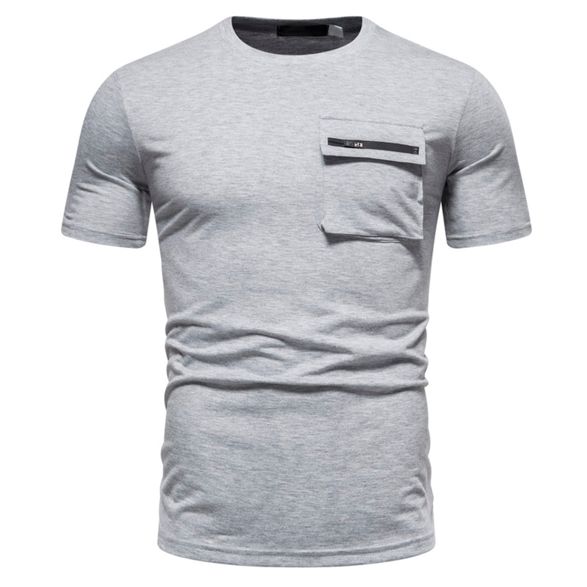 Men's color-blocked round neck short-sleeved T-shirt with burgundy top and black bottom
