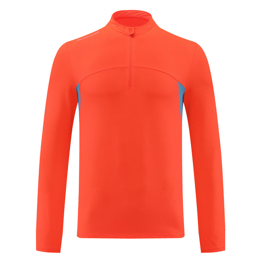 Men's half-zip quick-dry T-shirt, fluorescent orange