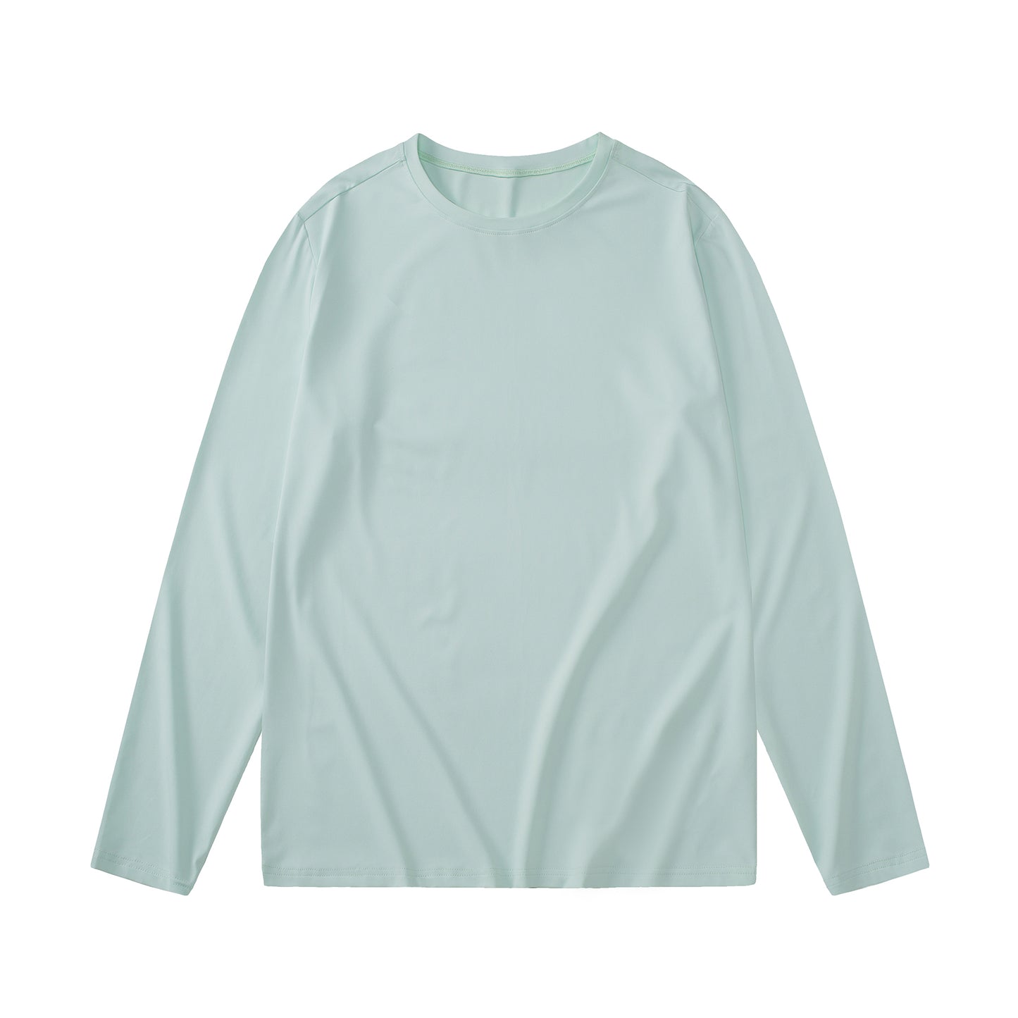 Men's loose round neck long sleeved T-shirt in light green