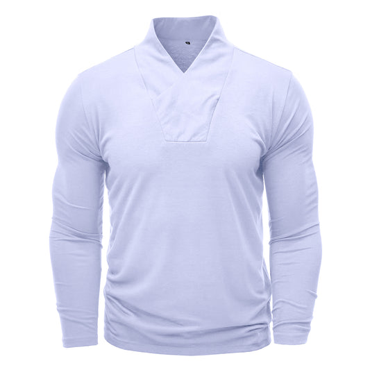 Men's Solid Color Round Neck Long Sleeve T-Shirt Light Green