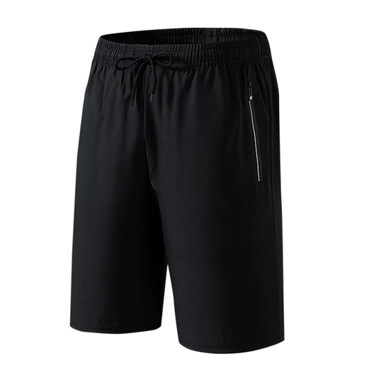 Men's drawstring solid color quick drying shorts black