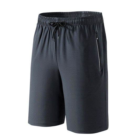 Men's drawstring solid color quick drying shorts in dark gray