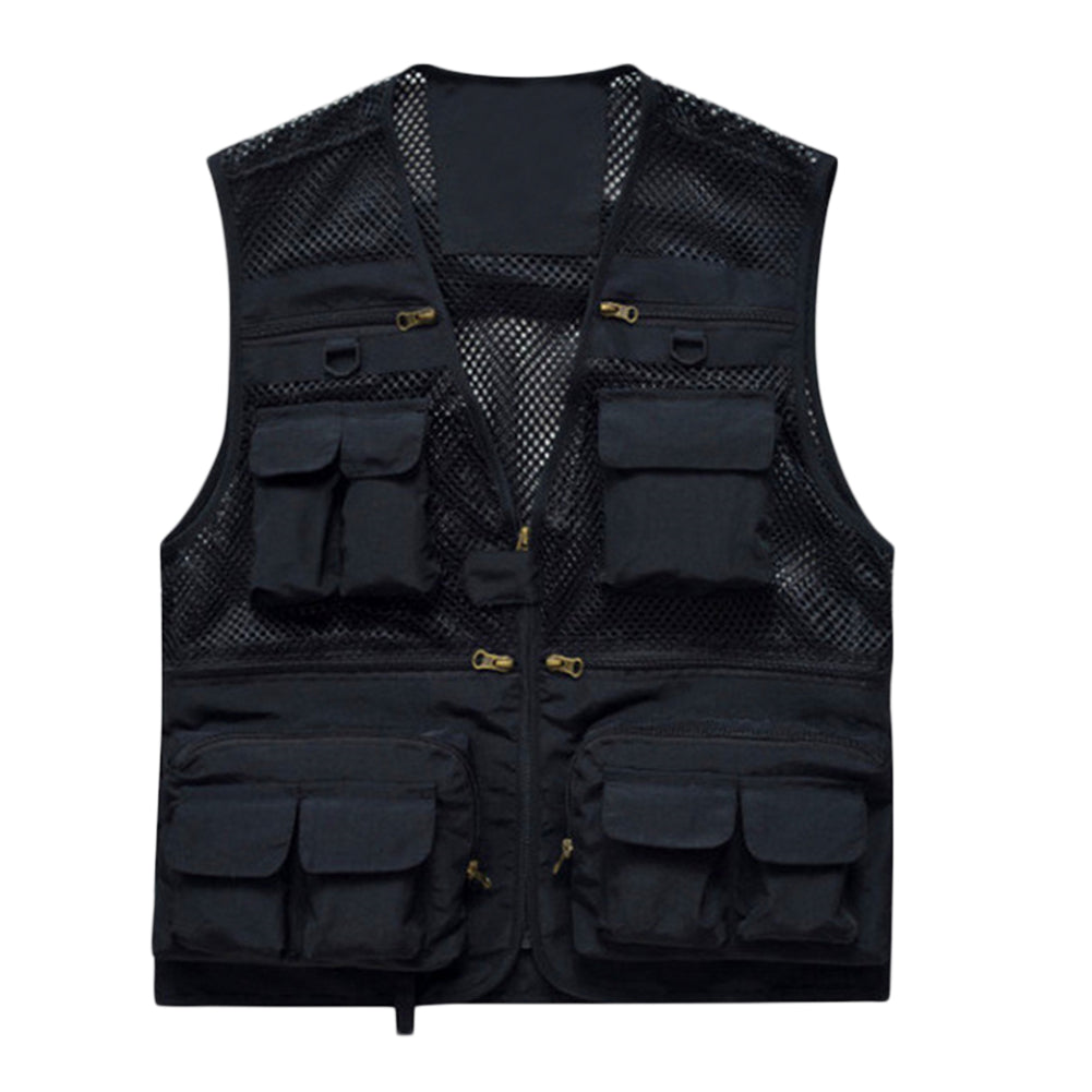 Men's thin multi-pocket vest vest black