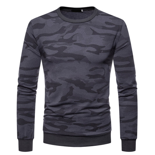 Men's V-neck Solid Color Long Sleeve T-Shirt Blue