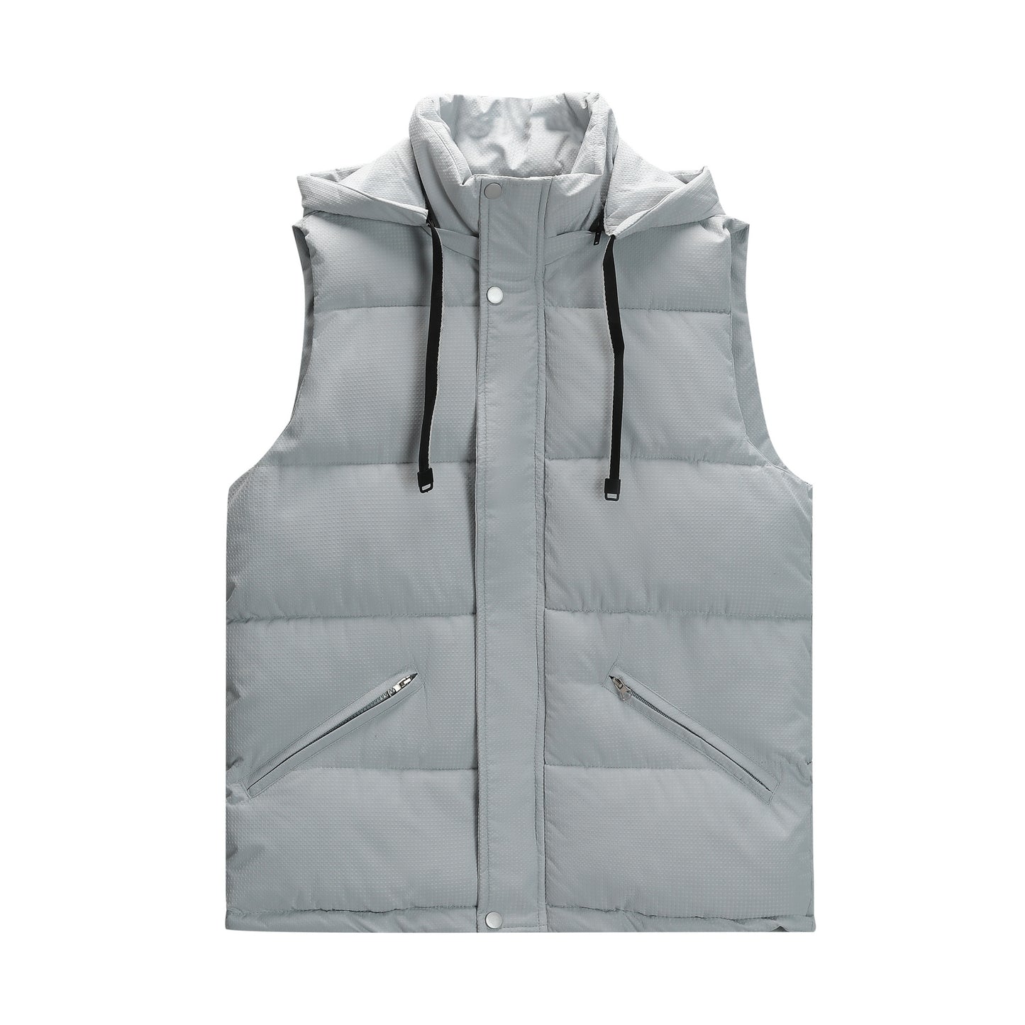 Men's solid color hooded vest gray