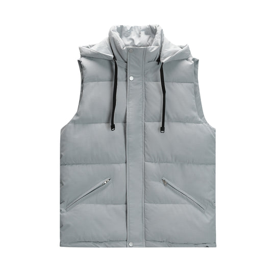 Men's solid color hooded vest gray