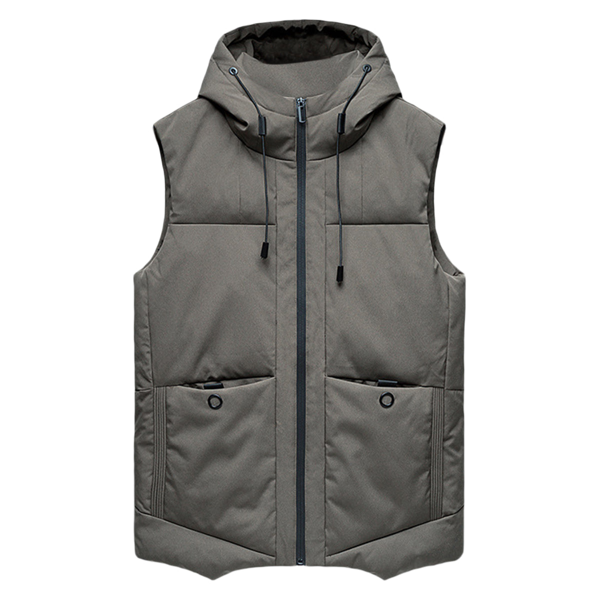 Men's solid color hooded thick vest brown