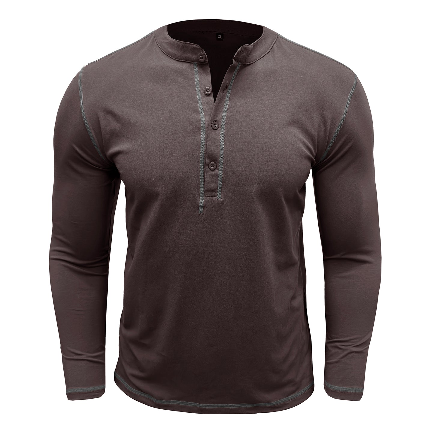 Men's solid round neck slim T-shirt coffee color
