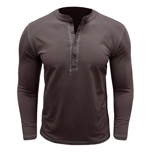 Men's solid round neck slim T-shirt coffee color