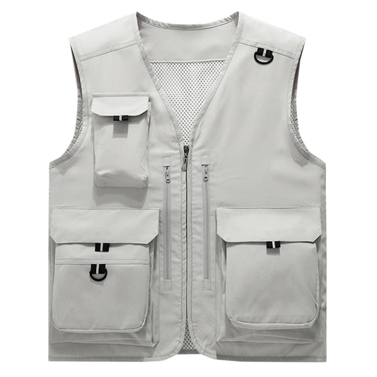 Men's multi pocket casual vest gray
