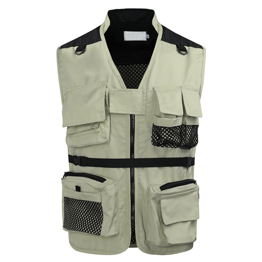 YOUTHUP Men's V-Neck Outdoor Multi-Pocket Casual Vest