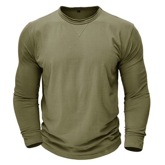 Men's Solid Color Round Neck Long Sleeve T-Shirt Royal Blue