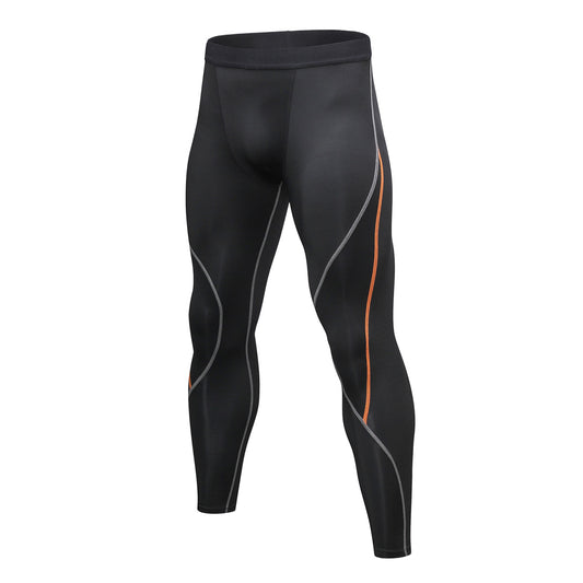 Men's patchwork color blocking quick drying sports pants with black orange thread