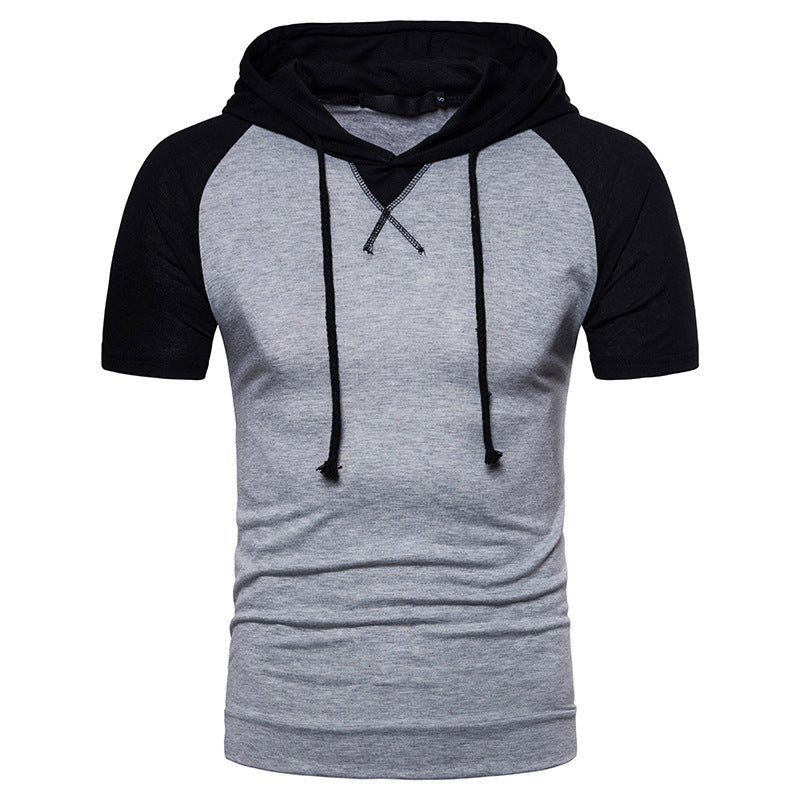Men's Raglan Hooded Short Sleeve T-Shirt Dark Gray