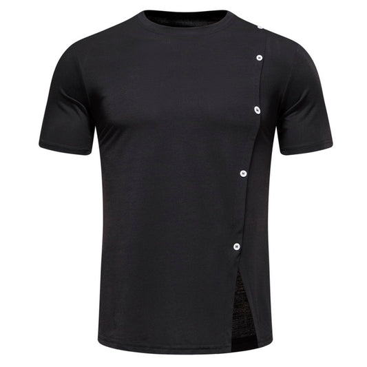 Men's Solid Color Round Neck Short Sleeve T-Shirt Light Gray