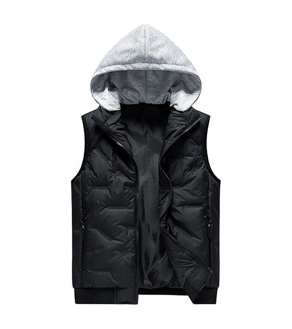 YOUTHUP Men's Outwear Gilets Winter Padded Gilet with Hood Thick Puffer Quilted Body Warmer Sleeveless Jacket