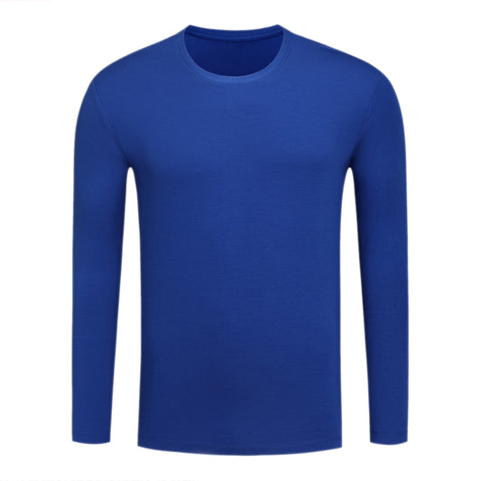 Men's Solid Color Round Neck Long Sleeve T-Shirt Big Red