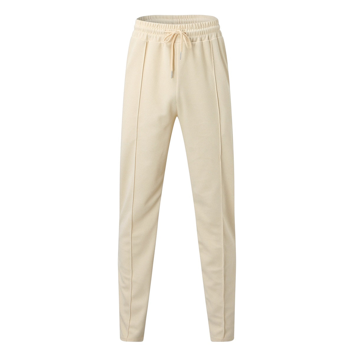 Men's solid color mid waist tied ankle sports casual pants khaki