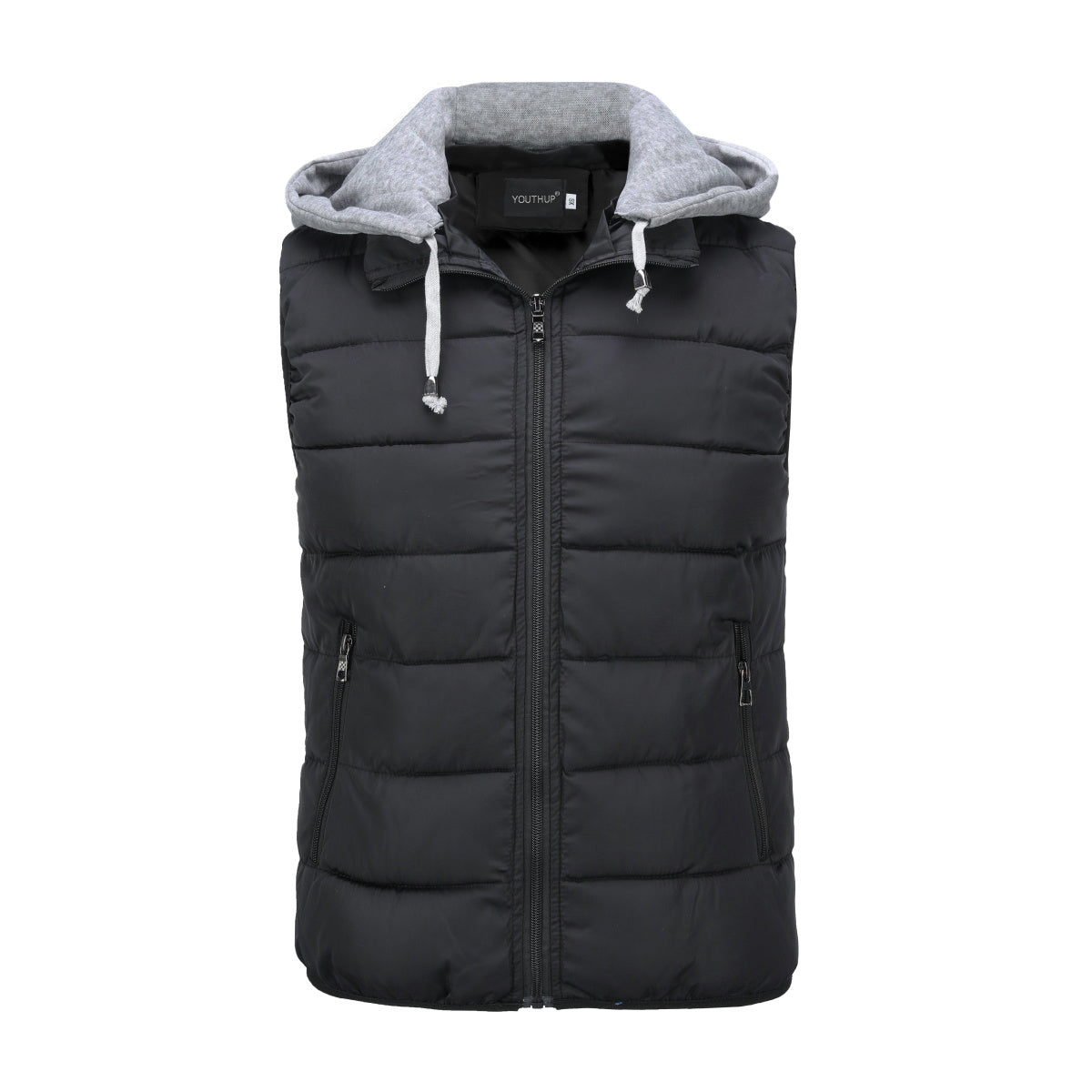 YOUTHUP Men's Outwear Gilets Winter Padded Gilet with Hood Thick Puffer Quilted Body Warmer Sleeveless Jacket