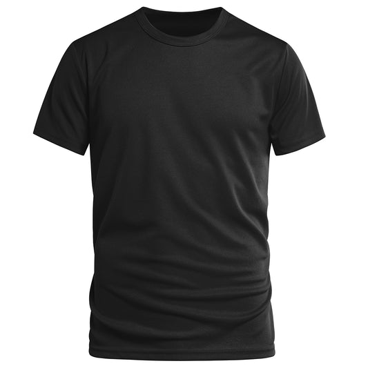 Men's solid color round neck quick-drying short-sleeved T-shirt hole blue