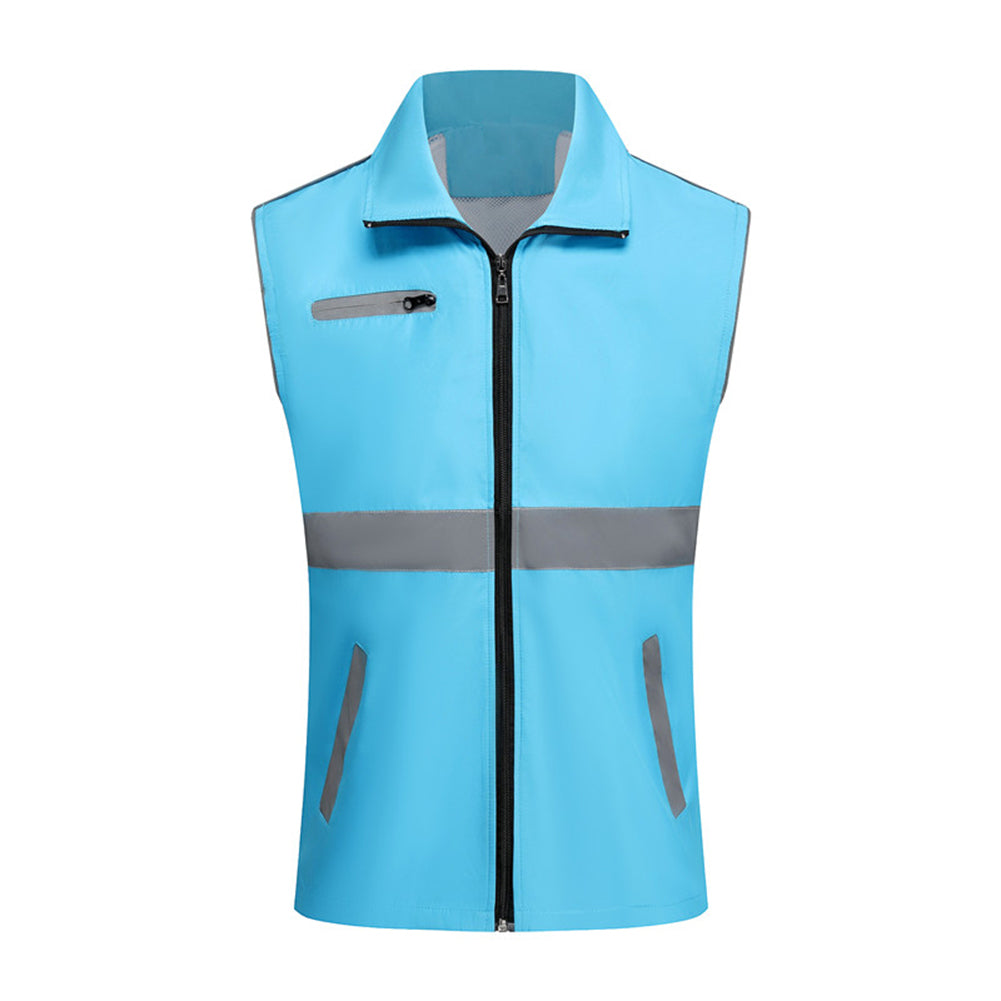 Men's reflective lapel vest in lake blue
