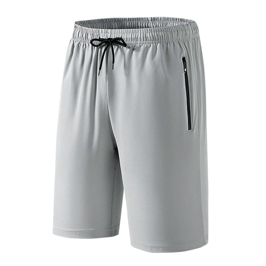 Men's drawstring solid color quick drying shorts light gray