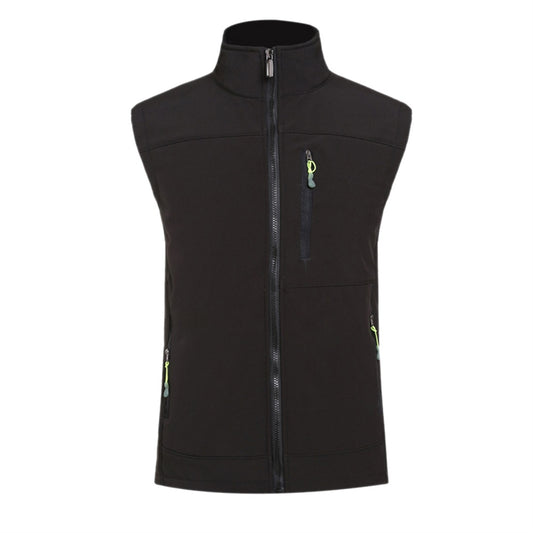 Men's solid color stand up collar vest in black