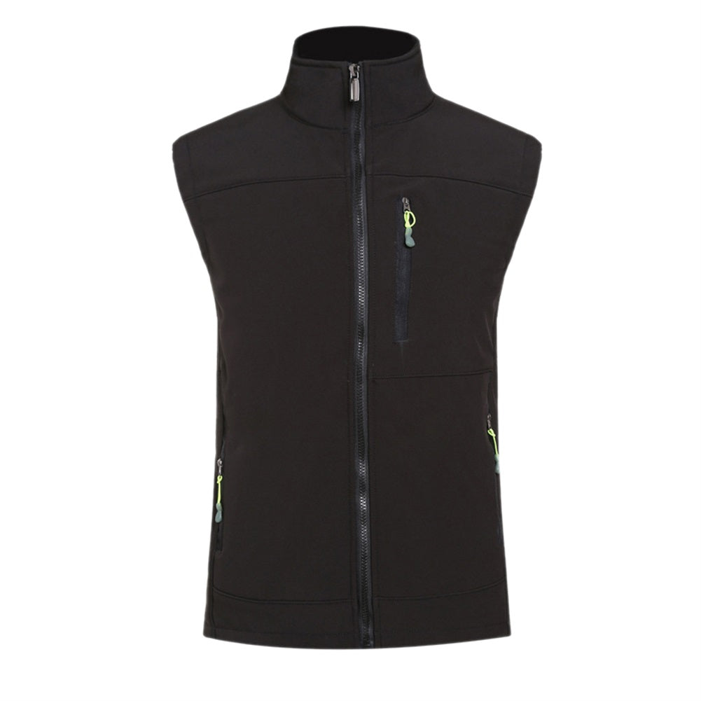 Men's solid color stand up collar vest in black