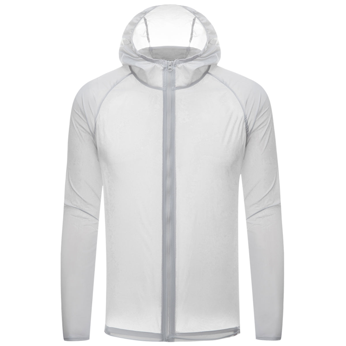 Men's solid color zipper hooded reflective sun protection clothing navy blue