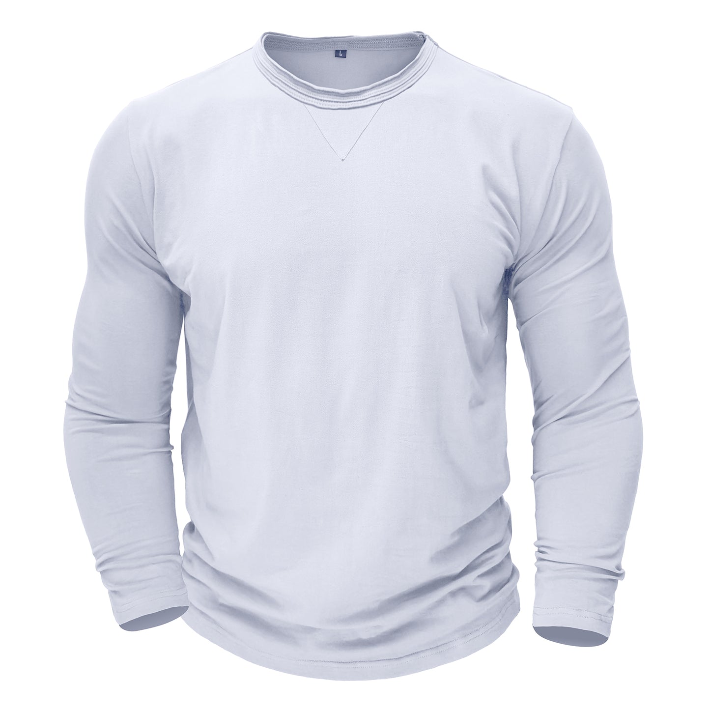 Men's Solid Color Round Neck Long Sleeve T-Shirt Royal Blue