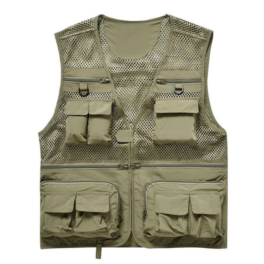 Men's thin multi-pocket vest khaki