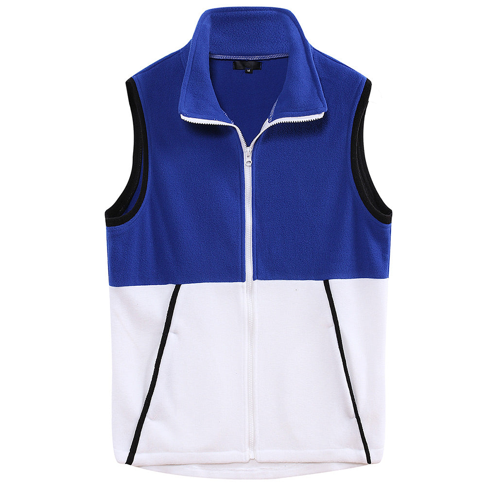 Men's casual patchwork camisole vest in blue and white
