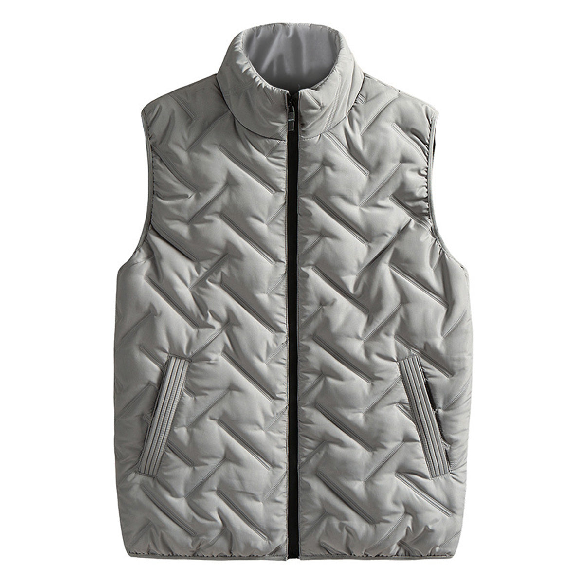 Men's stand up collar solid color vest gray