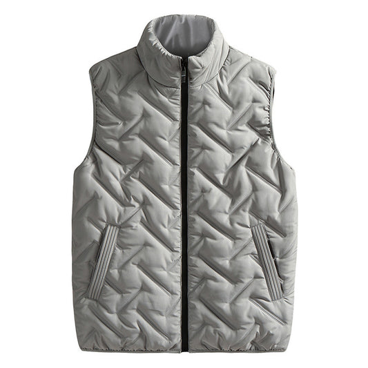 Men's stand up collar solid color vest gray