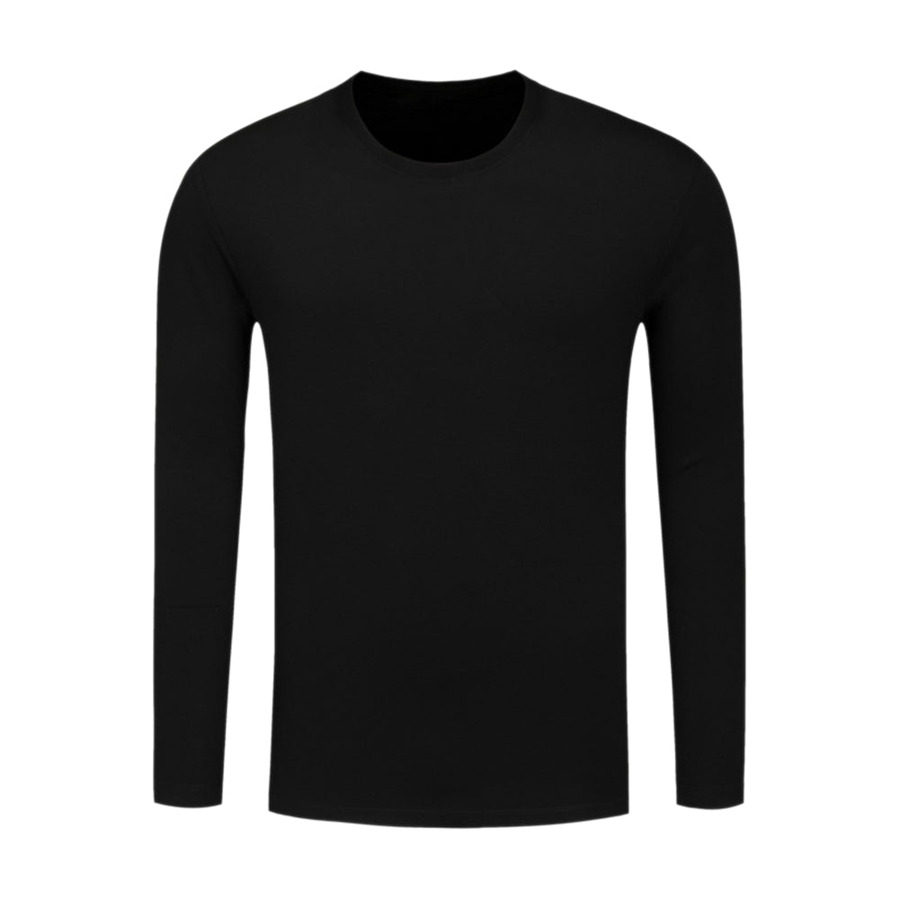 Men's Solid Color Round Neck Long Sleeve T-Shirt White