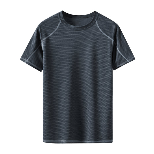 Men's round neck solid color elastic quick-drying short-sleeved T-shirt white