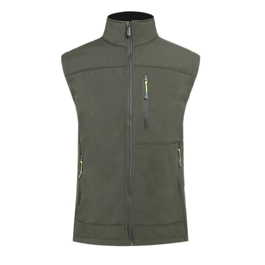 Men's solid color stand up collar vest military green