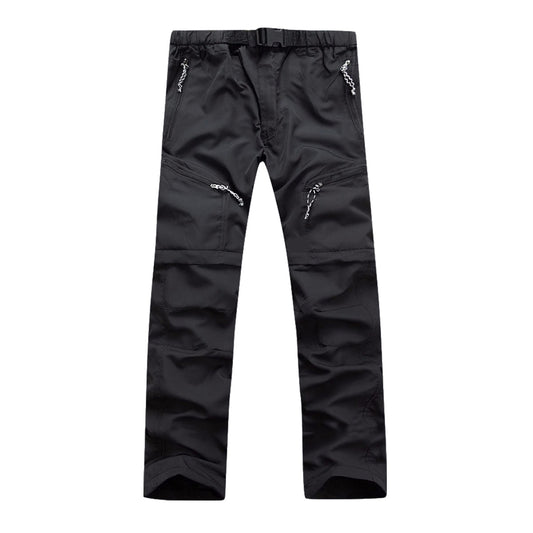 Men's solid color detachable quick drying sports casual pants black