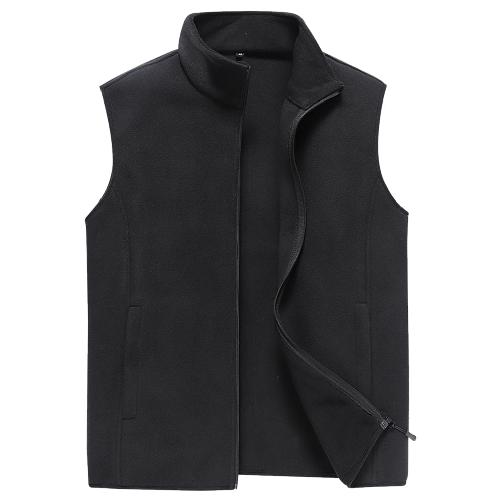Men's solid color stand up collar vest black