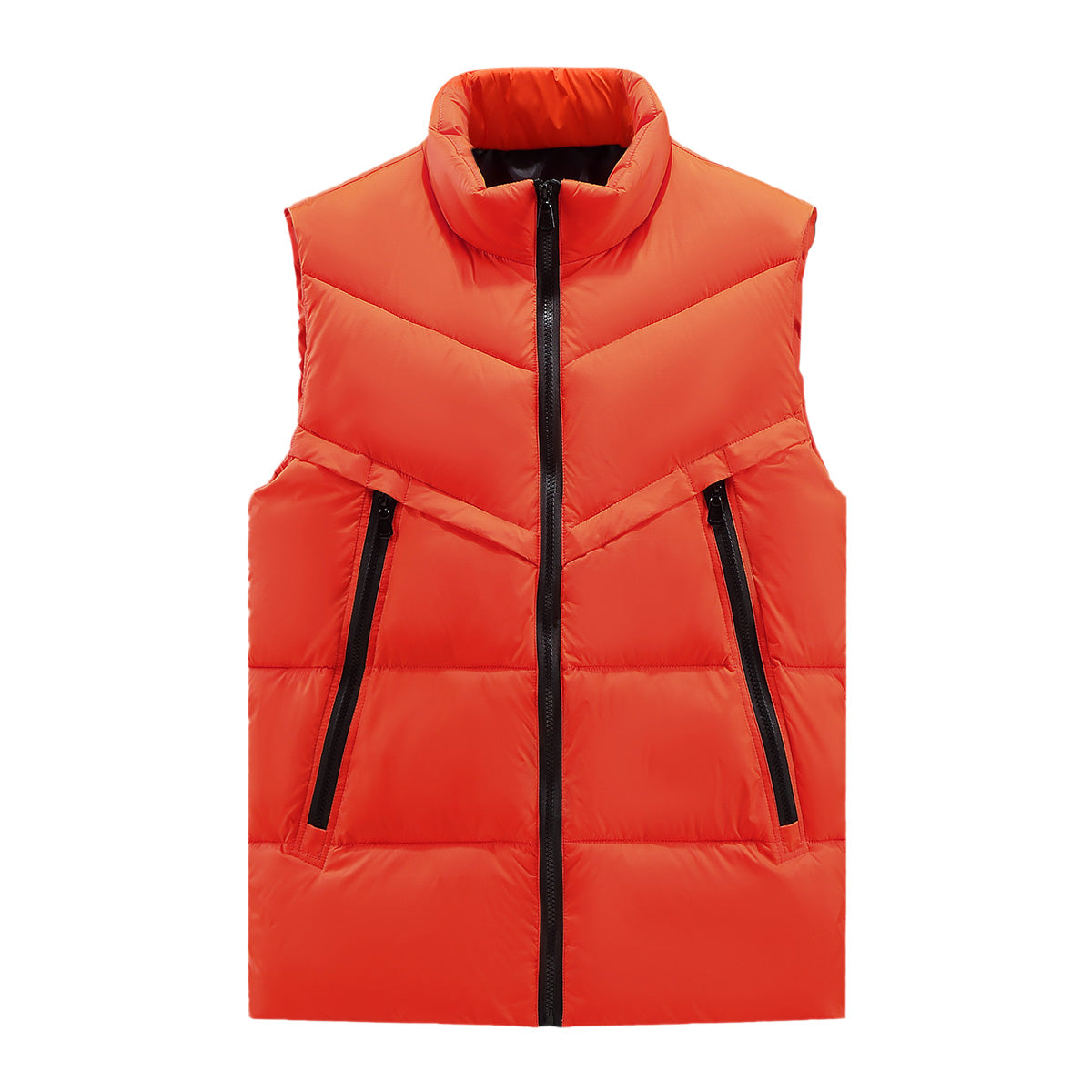 Men's solid color stand collar cotton vest orange