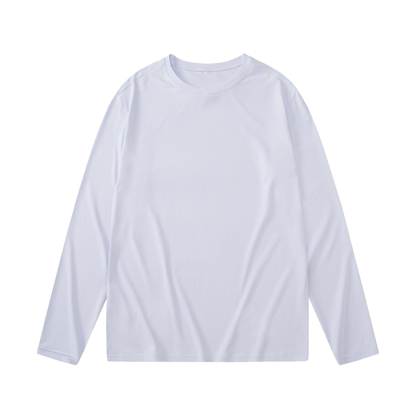 Men's loose round neck long sleeved T-shirt in white