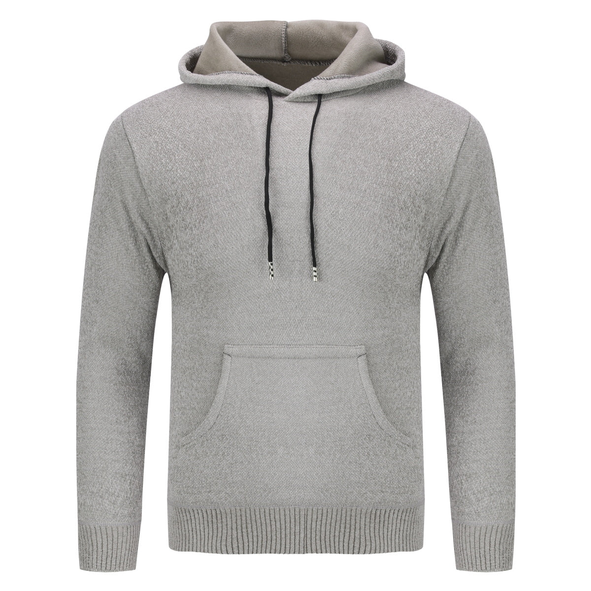 Men's hooded solid color hoodie light gray