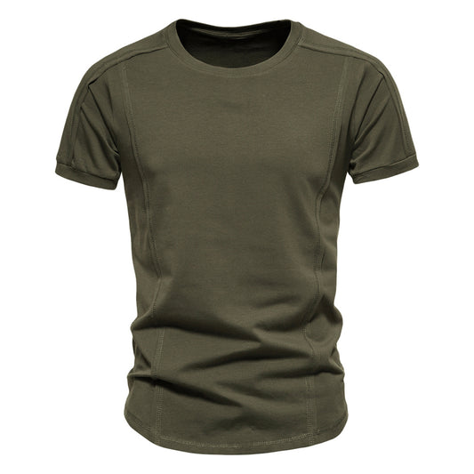 Men's Solid Color Round Neck Short Sleeve T-Shirt Black
