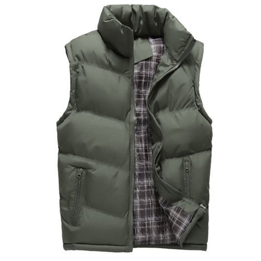 Men's extra-thick down cotton waistcoat army green