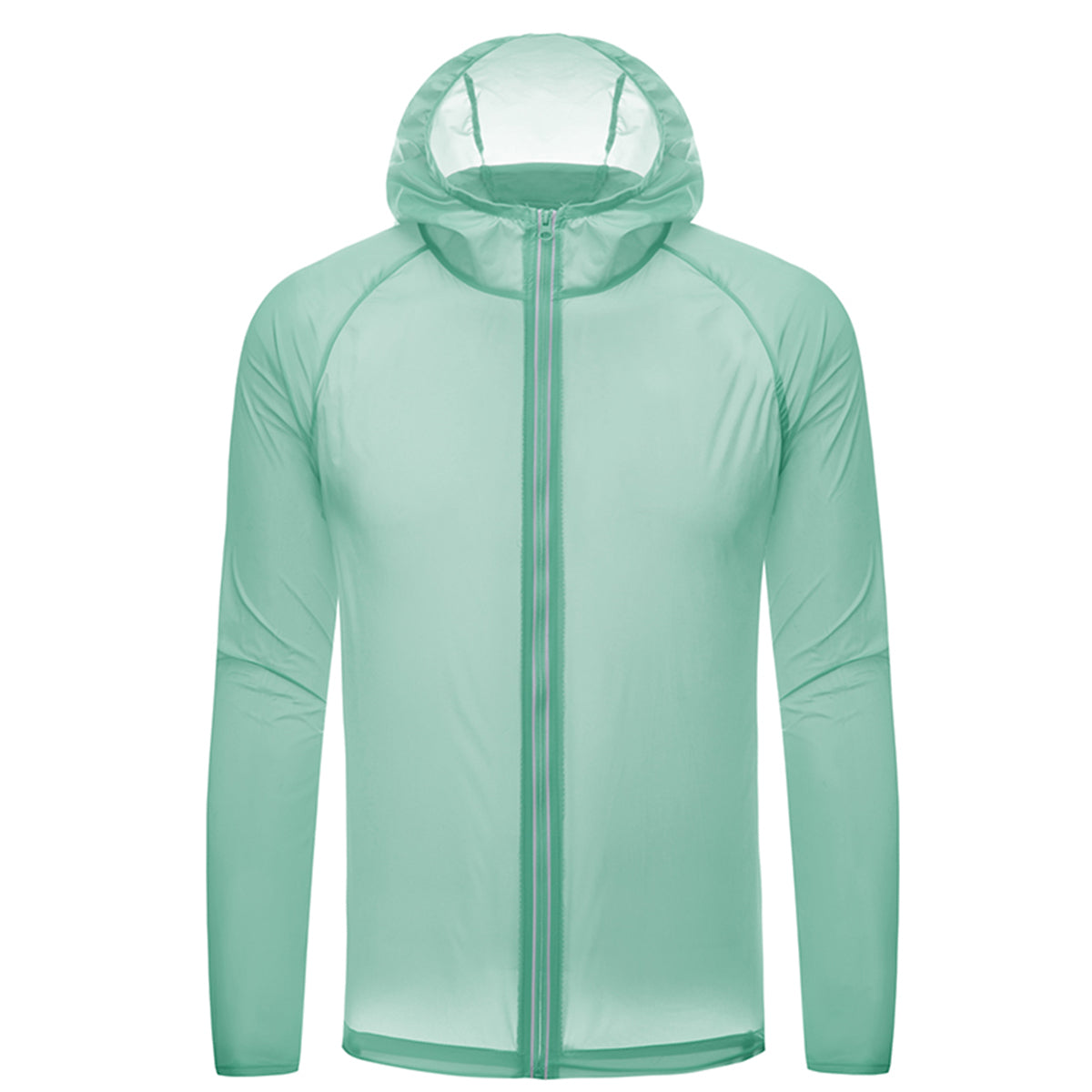 Men's solid color zipper hooded reflective sun protection clothing light gray