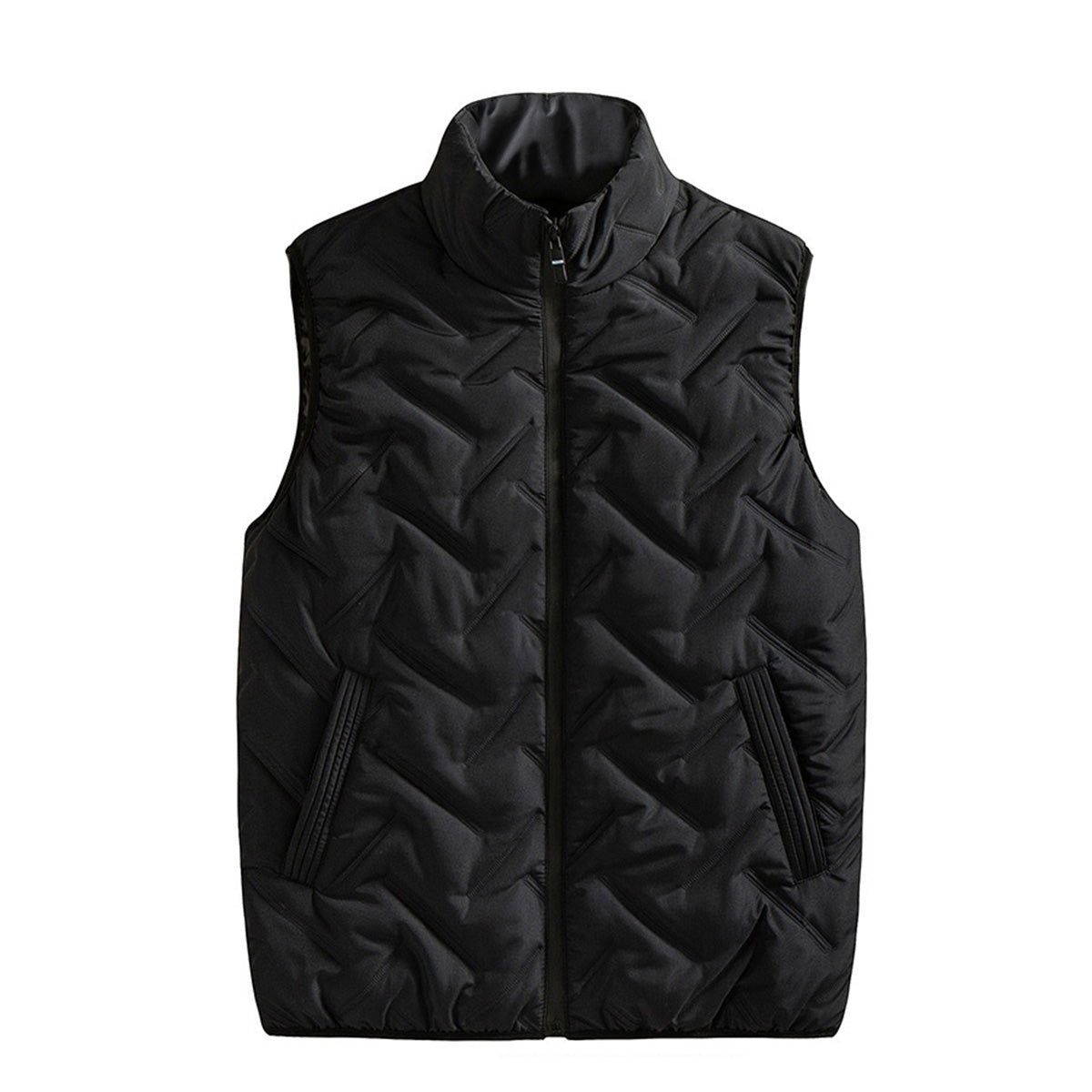 Men's stand up collar solid color vest black
