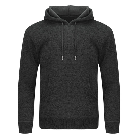 Men's hooded solid color hoodie black